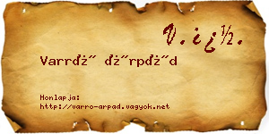 Varró Árpád névjegykártya